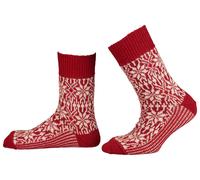 Hirsch Natur Unisex-Wollsocken 'Norweger Sternenmuster' rot/natur, Gr. 42/43