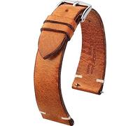 HIRSCH Uhren-Armband Bagnore L - Uhr-Band aus naturbelassenem Rinds-Leder im Vintage Retro-Look - Goldbraun - 22