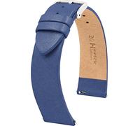 HIRSCH Uhren-Armband Cashmere - Uhrband aus italienischem Kalbsleder - Uhrenband mit seidigem Glanz - Blau - 18 mm