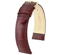 HIRSCH Uhren-Armband Duke L - Uhr-Band aus italienischem Kalbs-Leder mit Alligator-Prägung - Burgunder - 20 mm