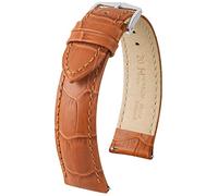 HIRSCH Uhren-Armband Duke L - Uhr-Band aus italienischem Kalbs-Leder mit Alligator-Prägung - Honig - 20 mm