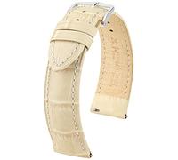 HIRSCH Uhren-Armband Duke M - Uhr-Band aus italienischem Kalbs-Leder mit Alligator-Prägung - Beige - 22 mm