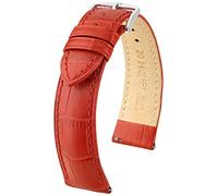 HIRSCH Uhren-Armband Duke M - Uhr-Band aus italienischem Kalbs-Leder mit Alligator-Prägung - Rot - 20 mm