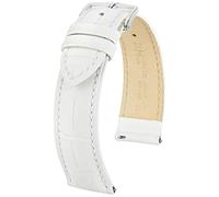 HIRSCH Uhren-Armband Duke M - Uhr-Band aus italienischem Kalbs-Leder mit Alligator-Prägung - Weiß - 18 mm
