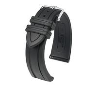 HIRSCH Uhren-Armband Hevea L - Uhr-Band aus italienischem Kalbs-Leder mit feiner Narbung - Schwarz - 22 mm