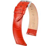 HIRSCH Uhren-Armband Louisianalook - Uhrband aus glänzendem Kalbsleder - Uhrenband mit Alligator-Prägung