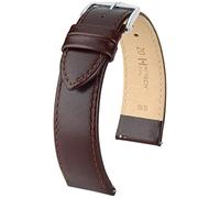 HIRSCH Uhren-Armband Osiris L - Uhr-Band aus glänzendem Kalbs-Leder mit feiner Struktur - Braun - 24 mm