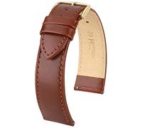 HIRSCH Uhren-Armband Osiris L - Uhr-Band aus glänzendem Kalbs-Leder mit feiner Struktur - Mittelbraun - 18 mm