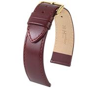 HIRSCH Uhren-Armband Osiris M - Uhr-Band aus glänzendem Kalbs-Leder mit feiner Struktur - Burgunder - 16 mm