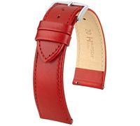 HIRSCH Uhren-Armband Osiris M - Uhr-Band aus glänzendem Kalbs-Leder mit feiner Struktur - Rot - 18 mm