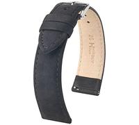 HIRSCH Uhren-Armband Osiris Nubuk L - Uhr-Band aus naturbelassenem Kalbs-Leder - Schwarz - 20 mm