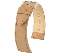HIRSCH Uhren-Armband Osiris Nubuk M - Uhr-Band aus naturbelassenem Kalbs-Leder - Beige - 16 mm