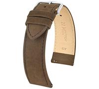 HIRSCH Uhren-Armband Osiris Nubuk M - Uhr-Band aus naturbelassenem Kalbs-Leder - Braun - 16 mm