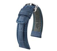 HIRSCH Uhren-Band Grand Duke L - modisches Premium-Lederband für Deine Armbanduhr - Blau - 20 mm