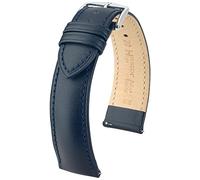 HIRSCH Uhren-Band Kent L - modisches Premium-Lederband für Deine Armbanduhr - Blau - 20 mm
