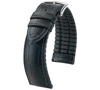 HIRSCH Uhren-Band Paul L - modisches Premium-Lederband für Deine Armbanduhr - Schwarz - 22 mm