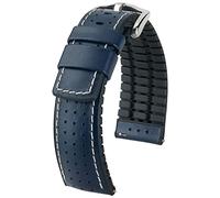 HIRSCH Uhren-Band Tiger L - modisches Premium-Lederband für Deine Armbanduhr - Blau - 22 mm