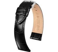 Hirsch Uhren-Lederarmband Louisianalook L 22 mm Schwarz 03427050-2-22