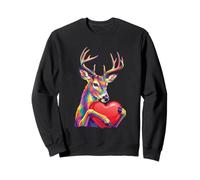 Hirsch umarmt Valentine Herz Farbe Critters Regenbogen Sweatshirt