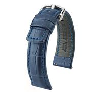 HIRSCH Unisex Alligator Style Uhrenarmband Modell Grand Duke Größe Uhr 20 mm/Schließe 18 mm, Farbe Blau