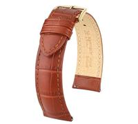 HIRSCH Unisex Uhrenarmband Alligator Style Modell Duke 20 mm Goldbraun