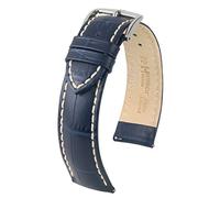 HIRSCH Unisex Uhrenarmband Alligator Style Modell Modena 18 mm Blau
