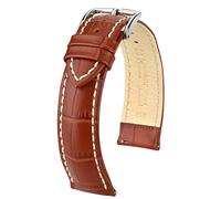 HIRSCH Unisex Uhrenarmband Alligator Style Modell Modena 20 mm Goldbraun