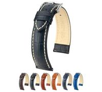 HIRSCH Unisex Uhrenarmband Alligator Style Modell Modena 20 mm Schwarz