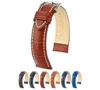 HIRSCH Unisex Uhrenarmband Alligator Style Modell Modena Größe Uhr 24 mm/Schließe 22 mm, Farbe Goldbraun