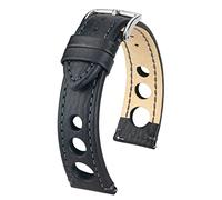HIRSCH Unisex Uhrenarmband Büffelkalb Modell Rally 18 mm Schwarz/schwarz