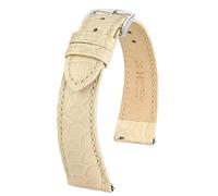 HIRSCH Unisex Uhrenarmband Krokodil Style Modell Aristocrat 20 mm Beige