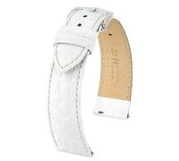 HIRSCH Unisex Uhrenarmband Krokodil Style Modell Crocograin 18 mm Weiß