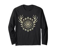 Hirschgeweih mit floralem Mandala, heilige Geometrie Kunstwerk Langarmshirt