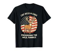 Hirschjagd Amerikanische Flagge Weißschwanz Buck Geweih T-Shirt