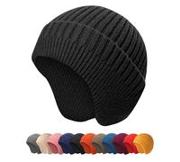 HiRui Gestrickte Beanie-Mützen Wintermützen Ohrabdeckungen für Männer Frauen Kinder Warm Slouchy, Schwarz, Einheitsgre