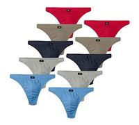 HIS Herren Strings Slips H.I.S knapp geschnitten Baumwolle | 10er Pack (S | 4, 10 x farbig)