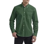 HISDERN Grün Hemd Herren Langarm Bügelfrei Oxford Baumwolle Freizeithemd Regular Fit Button Down Hemd mit Tasche 3XL
