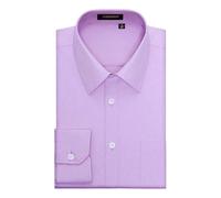 HISDERN Herren Hemd Langarm Businesshemden Freizeithemden Formelle Langarmhemd Regular Fit Einfarbig Freizeithemd Hemden Hell Lila L