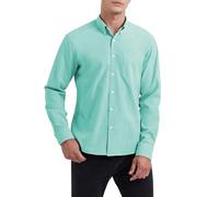 HISDERN Herren Hemd Langarm Hell grün Bügelfrei Langarm Oxford Button Down Business Hemd Freizeithemd Regular Fit S