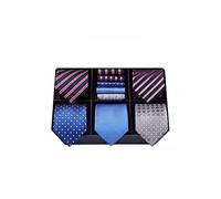 HISDERN Herren Krawatte mit Einstecktuch Lot 5 Stück Elegante Krawatten für Herren Klassische Hochzeit Seidenkrawatte Set Taschentuch Geschenkbox