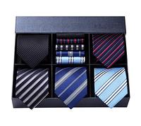 HISDERN Herren Krawatten Set Los 5 Stück krawatte mit Einstecktuch Klassisch Elegante Hochzeit Seidenkrawatte und Taschentuch für Männer mit Geschenkbox