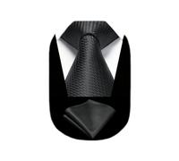 HISDERN Krawatte Schwarze Beerdigung Krawatten und Einstecktuch Set Klassisch Business Formelle Elegant Party