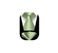 HISDERN Krawatten für Herren Salbei Grün Krawatte und Einstecktuch Set Klassische Seidenkrawatte für Bräutigam Hochzeit Party Business