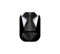 HISDERN Schwarz Paisley-Krawatte FüR Herren Formale Freizeitkrawatte Und Einstecktuch Hochzeit Beerdigung Krawatten-Sets
