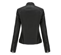 Hiseng Kunstlederjacke, Lederjacke Damen, Jacke Damen Frühling Herbst Sommer, Schlanke Damen Jacke, Biker Jacke, Kurz Lederjacke mit Reißverschluss Tasche XS-4XL