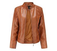 Hiseng Kunstlederjacke, Wasserdicht Lederjacke Damen, Jacke Damen Frühling Herbst Sommer, Schlanke Damen Jacke, Winddicht Biker Jacke, Dünn Lederjacke mit Reißverschluss Tasche