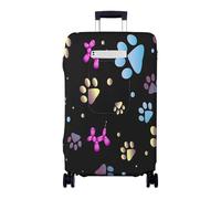 Hiseng Pfotenabdruck Kofferschutzhülle Elastisch, Koffer Schutzhülle für 18-32 Zoll Gepäck Kofferhülle Waschbarer Reisetrolley, Luggage Cover Gepäckabdeckungen (Schwarz 1,M)