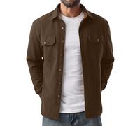 Hisir Herren Cordhemd Hemdjacke gefüttert Overshirt Langarm Fleece | Cord Hemd Jacke für Männer, warmes Innenfutter, zwei Brusttaschen mit Klappe, Umlegekragen, Herbst und Winter, waschbar