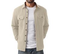Hisir Herren Cordhemd Hemdjacke gefüttert Overshirt Langarm Fleece | Cord Hemd Jacke für Männer, warmes Innenfutter, zwei Brusttaschen mit Klappe, Umlegekragen, Herbst und Winter, waschbar