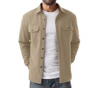 Hisir Herren Cordhemd Hemdjacke gefüttert Overshirt Langarm Fleece | Cord Hemd Jacke für Männer, warmes Innenfutter, zwei Brusttaschen mit Klappe, Umlegekragen, Herbst und Winter, waschbar